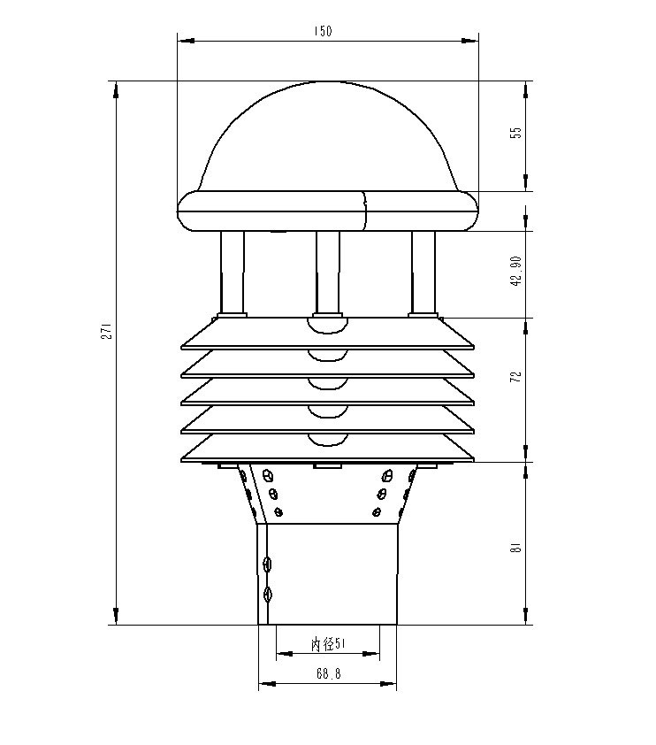 航空機(jī)場氣象傳感器產(chǎn)品尺寸圖